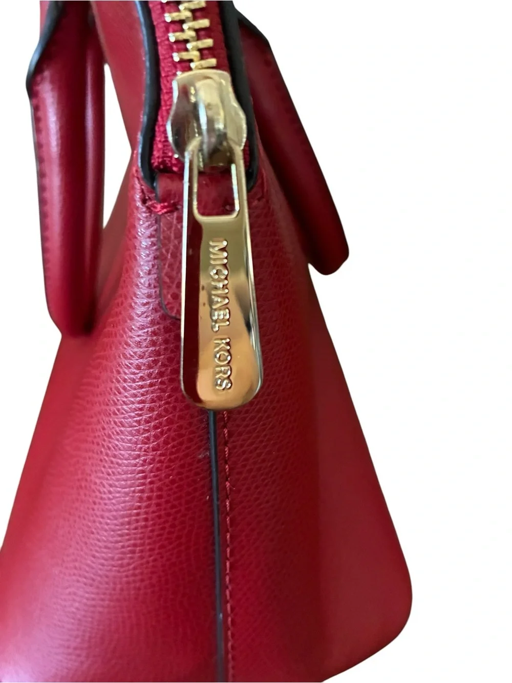 Michael Kors Red Saffiano Satchel with Gold Hardware